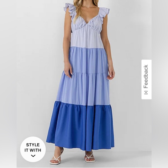 NWT English Factory Sweet Heart Color Block Maxi Dress - Picture 7 of 7